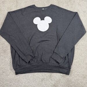 Mickey Mouse Graphic Crewneck Sweatshirt XL Dark Gray Fleece Pullover‎ Casual